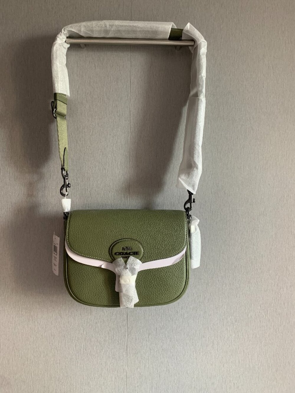 Coach Leather Amelia Saddle Bag CP107 Crossbody in Military Green NWT